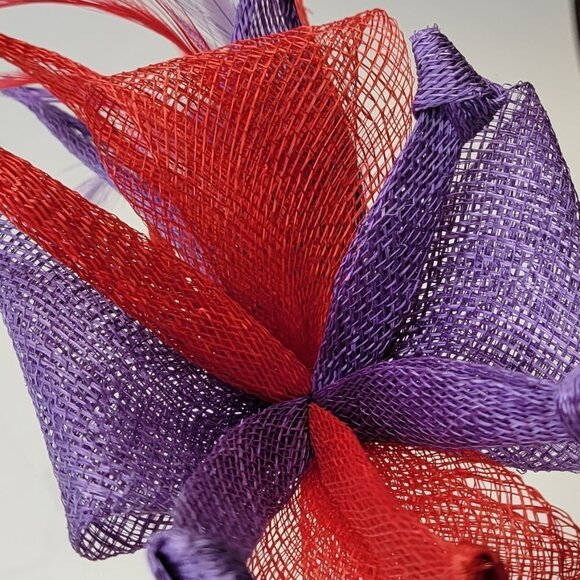 Purple and Red Fascinator Headband Red Headband Fascinator Headband - Picture 9 of 9
